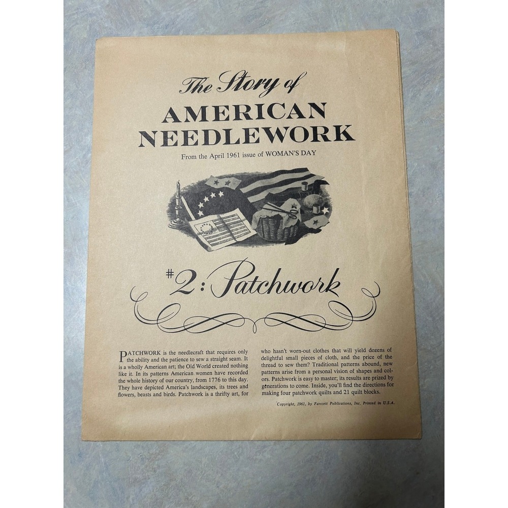 Vintage 1961 American Needlework Women's Day Patterns and Designs for Quilting